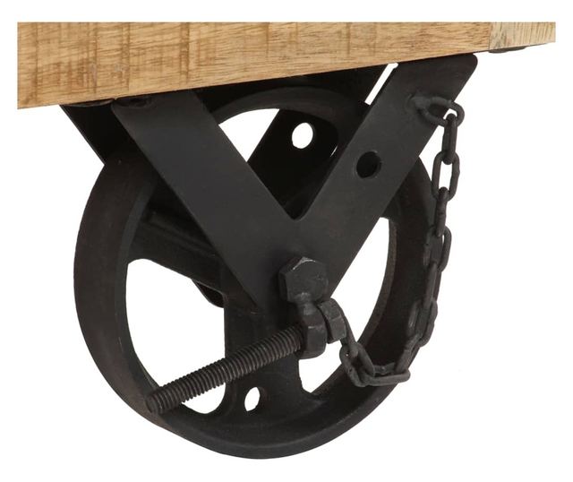 Stolić za kavu s kotačima, masivno drvo manga, 110 x 50 x 37 cm