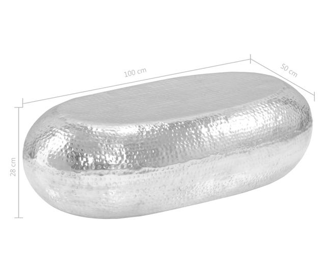 Stolić za kavu, srebrni, 100 x 50 x 28 cm, aluminij
