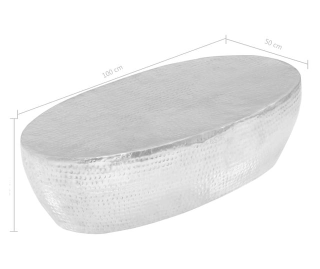 Stolić za kavu, srebrni, 100x50x28 cm, kovan aluminij