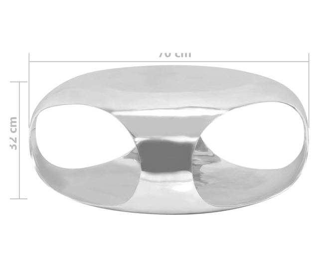 Stolić za kavu, srebrni, 70x70x32 cm, lijevani aluminij
