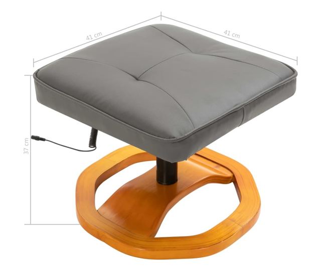 Masažna fotelja s taburetom, siva, umjetna koža