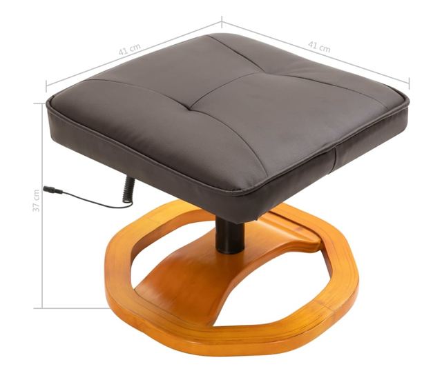 Masažna fotelja s taburetom, smeđa, eko koža