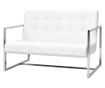 Dvosjed s naslonima za ruke, umjetna koža i čelik, bijela