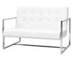 Dvosjed s naslonima za ruke, umjetna koža i čelik, bijela