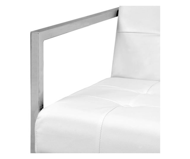 Dvosjed s naslonima za ruke, umjetna koža i čelik, bijela