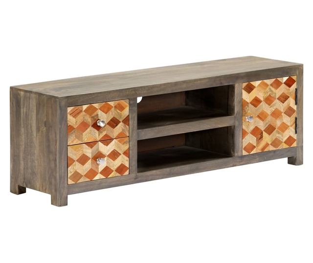 TV komoda, siva, 120 x 30 x 40 cm, masivno drvo manga