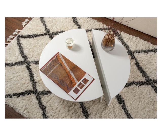 Hannah Home 2 részes dohányzóasztal szett, 100% melamin forgácslap 18mm, 90x30x60 cm, 85x35x30 cm, Orion Fehér