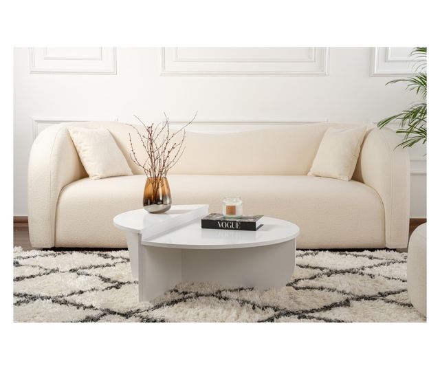 Hannah Home 2 részes dohányzóasztal szett, 100% melamin forgácslap 18mm, 90x30x60 cm, 85x35x30 cm, Orion Fehér