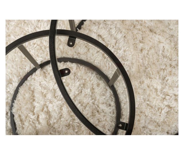 2 db kávézóasztal szett, Hannah Home, 100% edzett üveg 4 mm vastag, 100% fém szerkezet, 42x39x42 cm, 60x43x60 cm, Arany