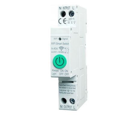 Techstar® WiFi Intelligens Automat Biztosító, Fogyasztásfigyelés, Tuya/Smartlife, 1P pólus, 1P+N, Egyfázisú, 40A, kompatibilis a