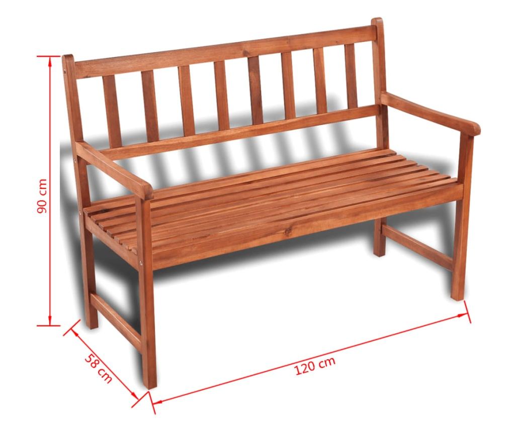 Vrtna klupa, 120 cm, masivno drvo bagrema - 5