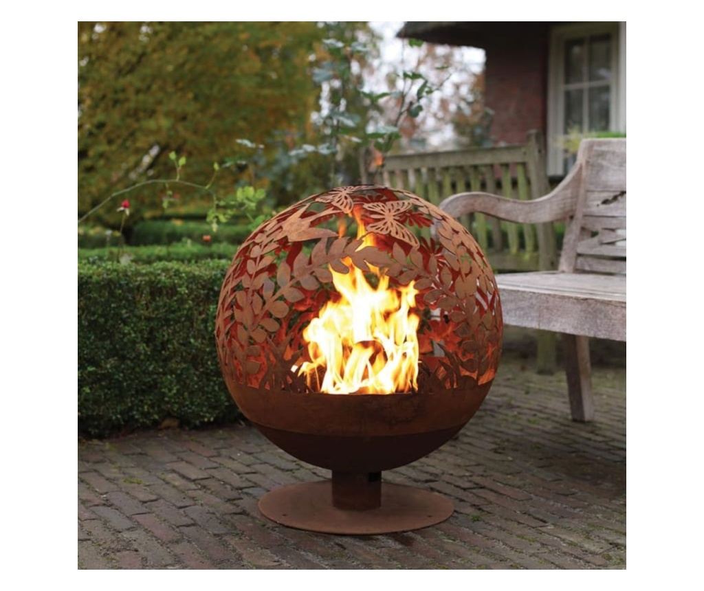 Esschert Design Posuda za vatru hrđava s cvjetnim uzorkom laserski izrez FF294 - 2