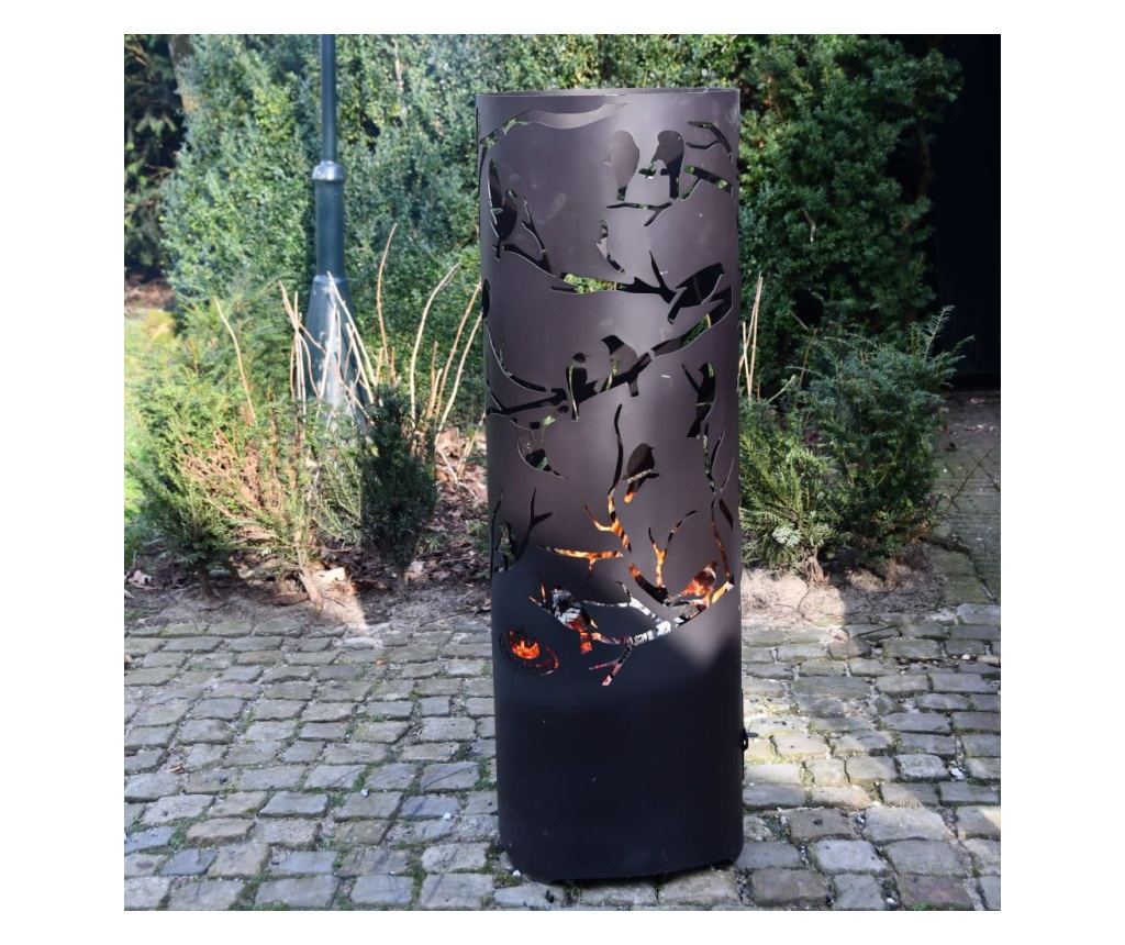 Esschert Design Koš za vatru Ptice na grani, crna, ugljični čelik FF409 - 2