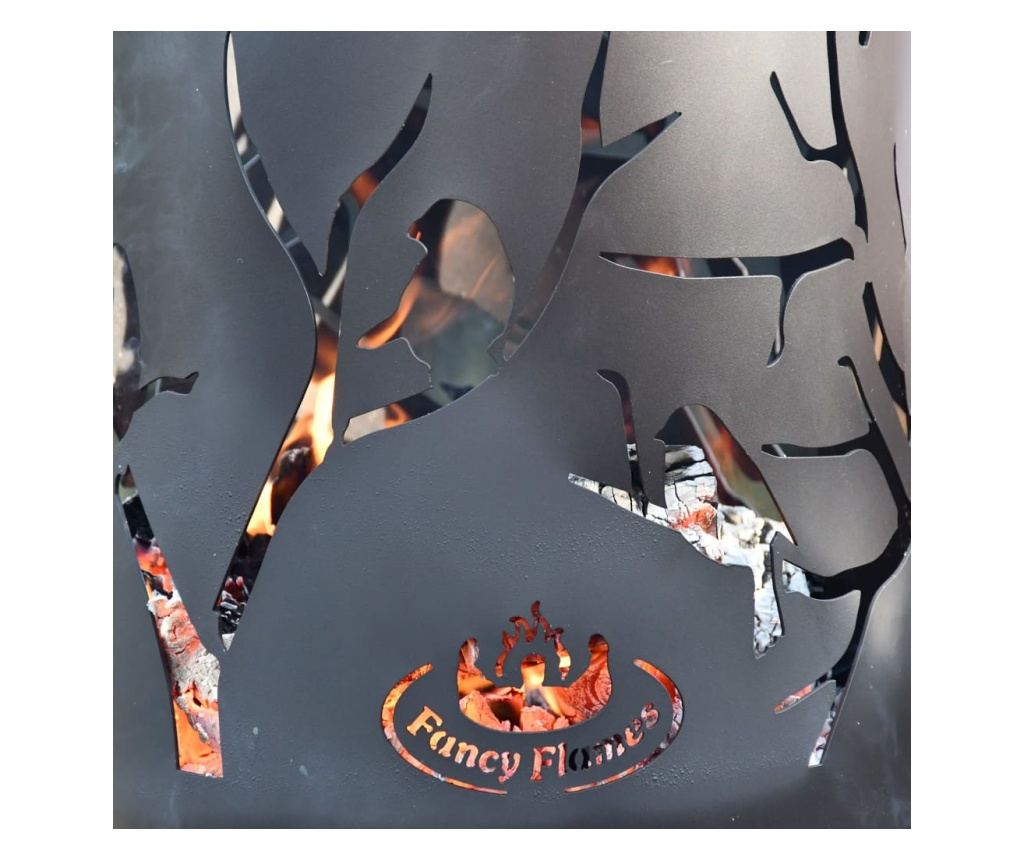 Esschert Design Koš za vatru Ptice na grani, crna, ugljični čelik FF409 - 4