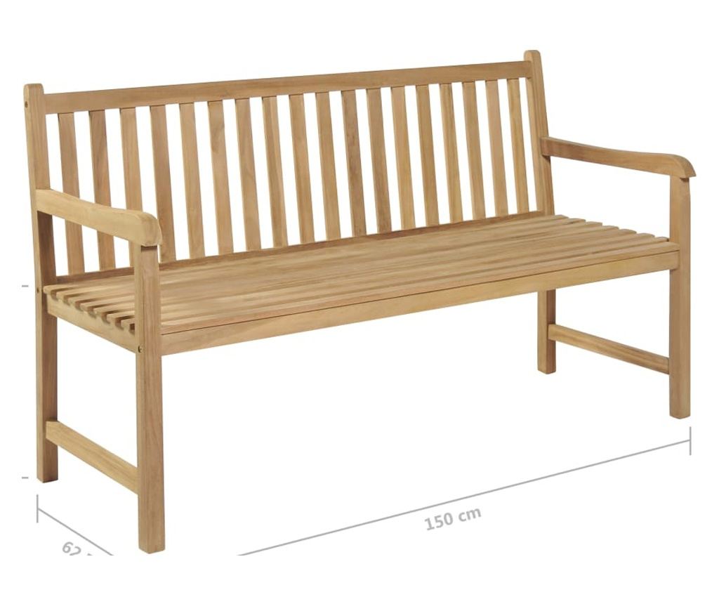 Vrtna klupa, 150 cm, tikovo drvo - 6