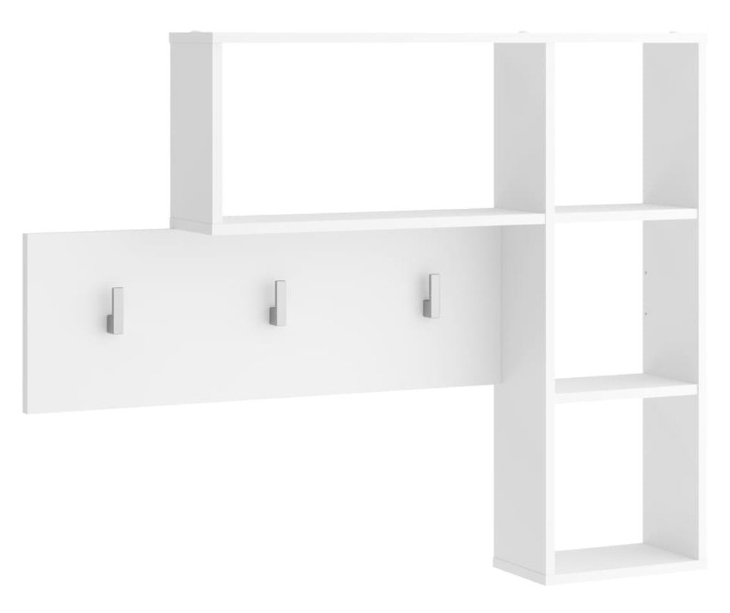 FMD Zidna polica za kapute s 4 otvorena pretinca, bijela - 2