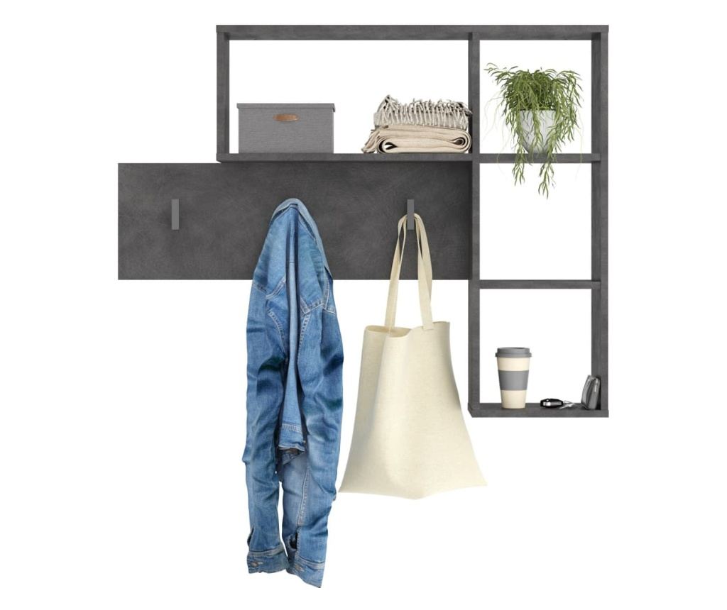 FMD Zidna vješalica za odjeću s 4 otvorena pretinca, antracit - 3