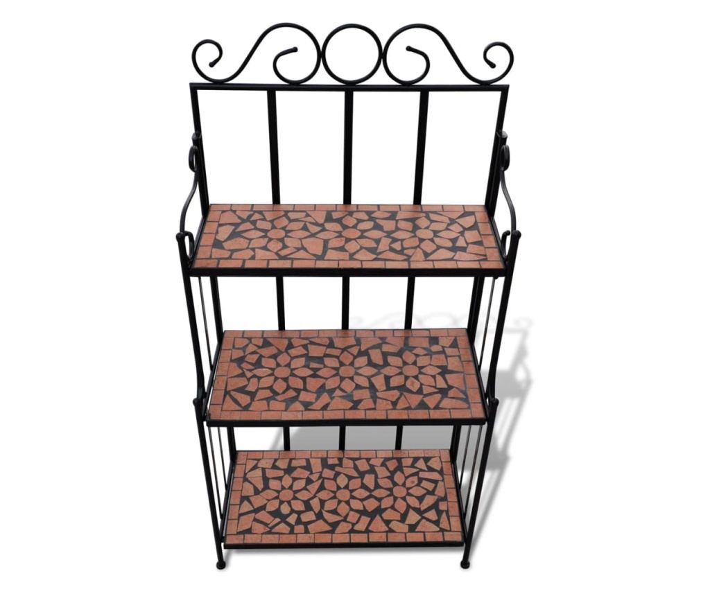 Stalak za cvijeće s policama od keramike s mozaikom, crveno-narančasti - 2