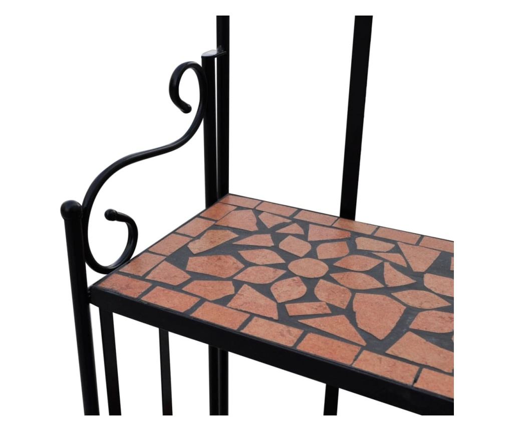 Stalak za cvijeće s policama od keramike s mozaikom, crveno-narančasti - 3