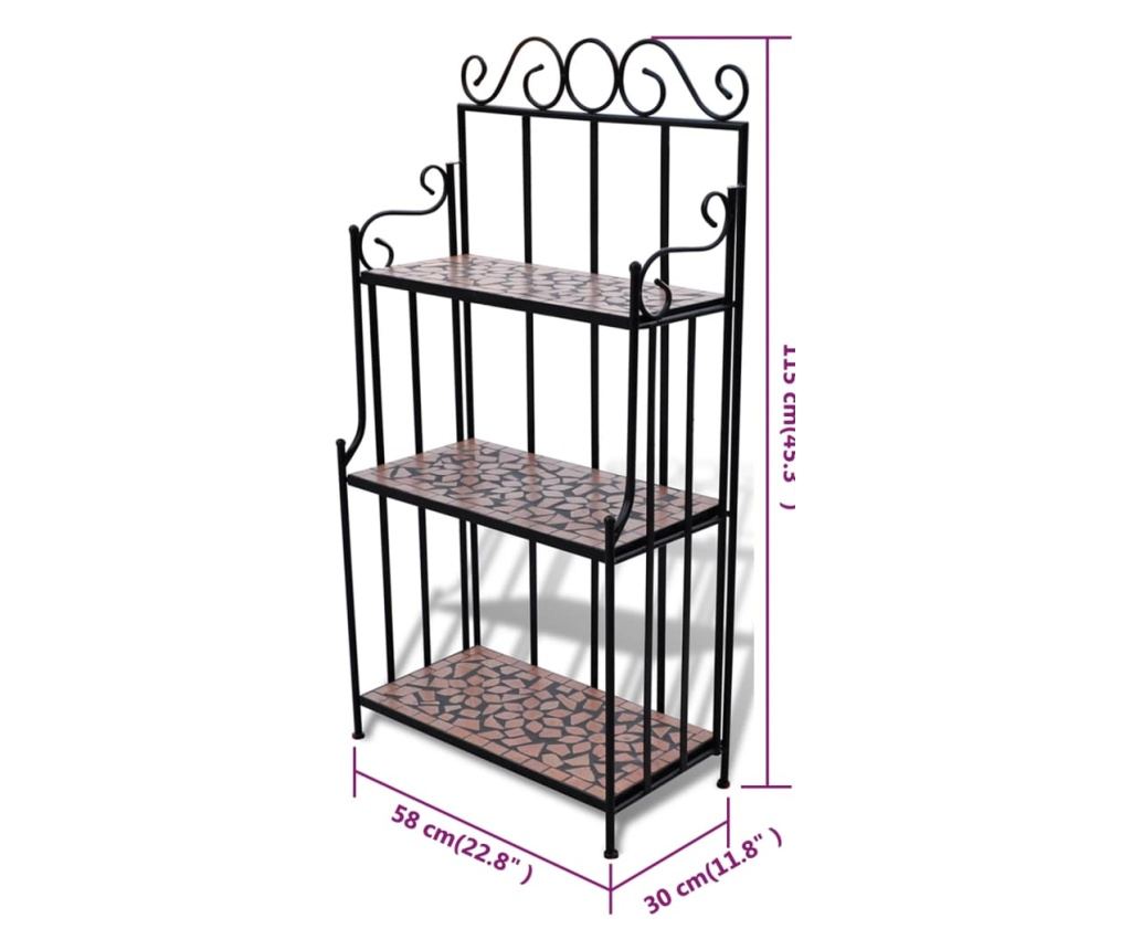 Stalak za cvijeće s policama od keramike s mozaikom, crveno-narančasti - 5