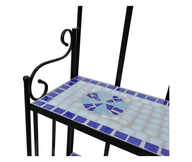 Stalak za cvijeće s policama od keramike s mozaikom, Plavo-Bijelo