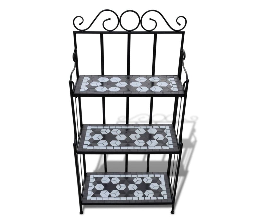 Keramički stalak za cvijeće s policama, crno-bijeli - 2