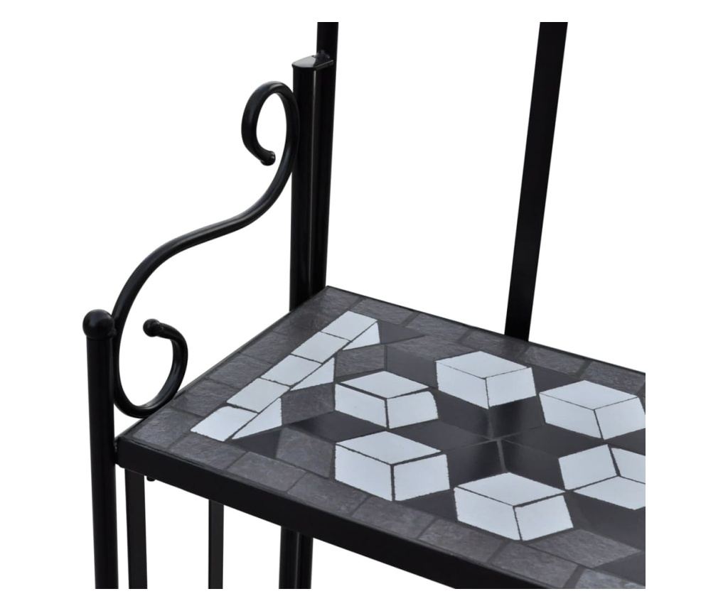 Keramički stalak za cvijeće s policama, crno-bijeli - 3