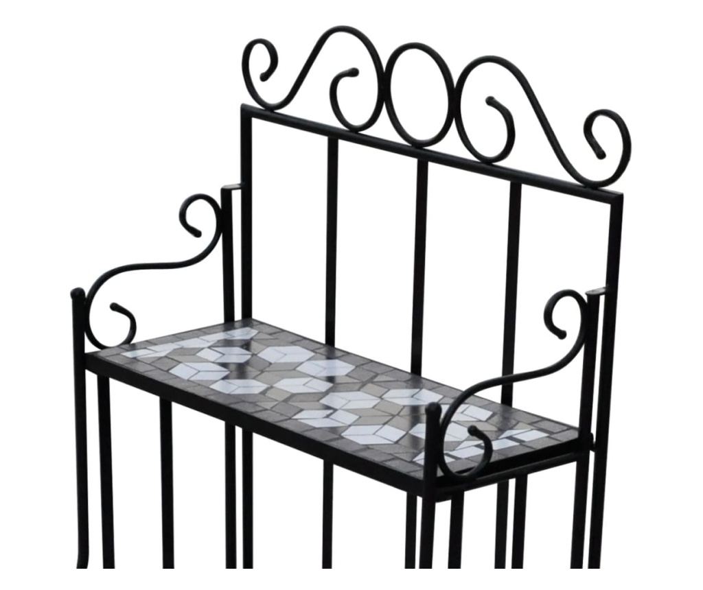 Keramički stalak za cvijeće s policama, crno-bijeli - 4