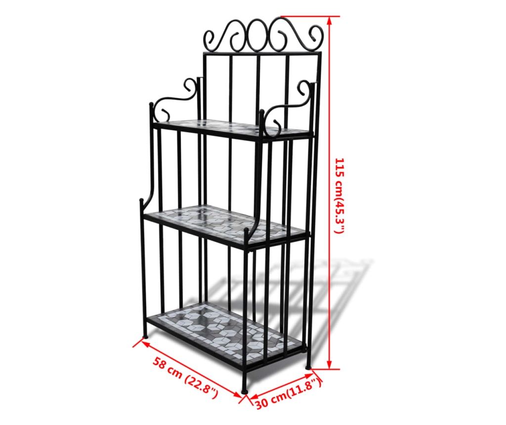 Keramički stalak za cvijeće s policama, crno-bijeli - 5