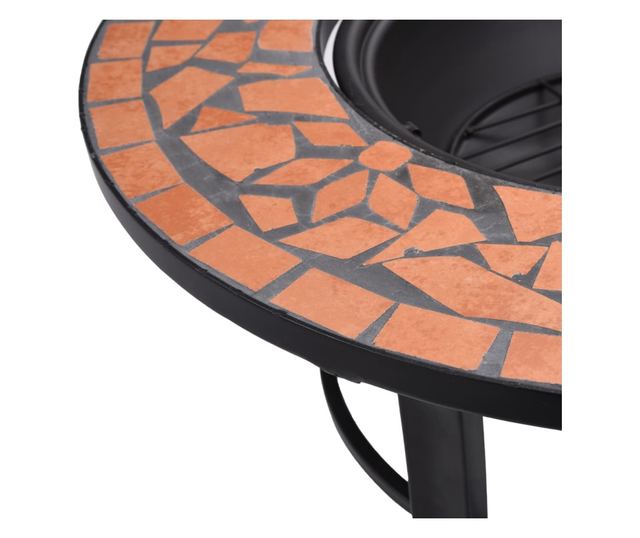 Ognjište s mozaikom, ciglasto, 68 cm, keramika