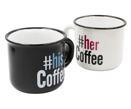 Set 2 Cești Espresso, Nekupto – “#hisCoffee & #herCoffee”, 2 x 80 ml