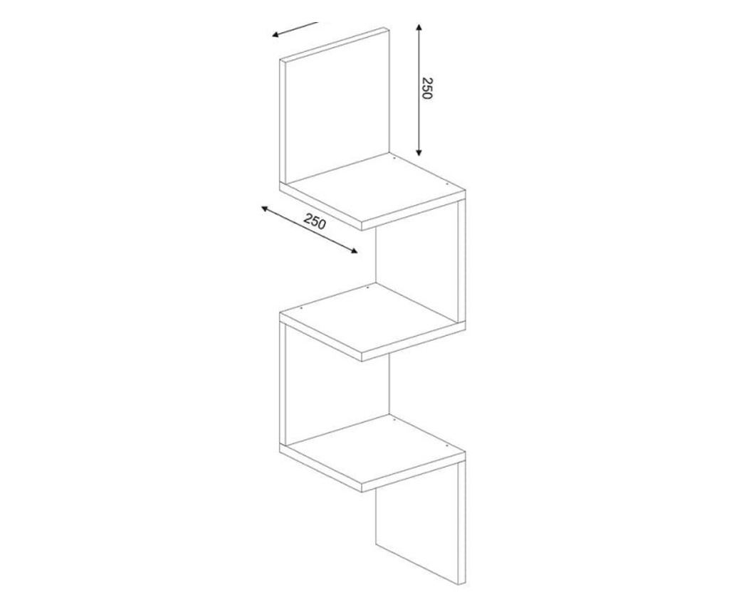 Furny Home 756FRN1616 Fali polc, 105,4x25 cm, Laminált faforgács, 3 szintes, Sarok, Fehér - 3