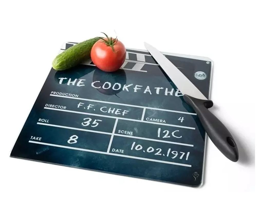 Tocator legume, din sticla, model clapeta pentru film, Gonga® Negru - 2