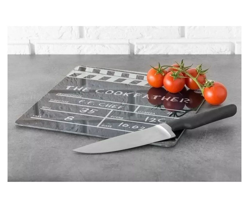Tocator legume, din sticla, model clapeta pentru film, Gonga® Negru - 3
