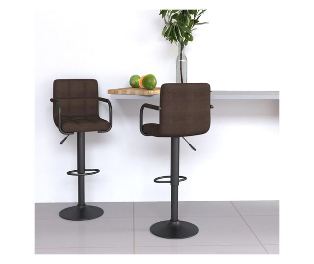 Barski stoli, 2 kosa, rjavi, tekstil