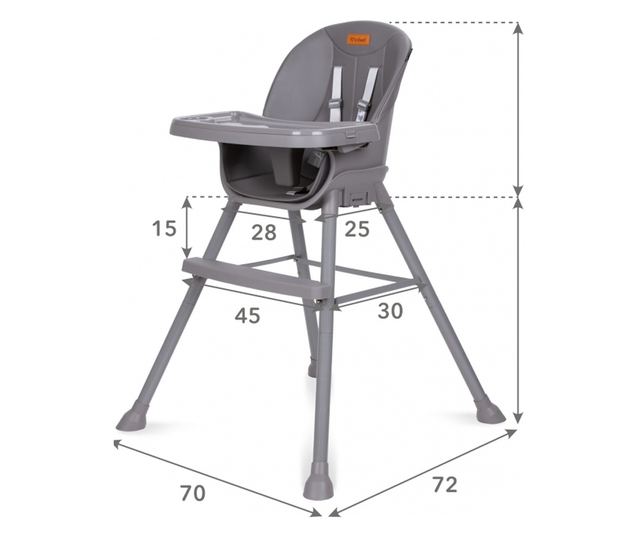 4-u-1 Visoka Stolica Kidwell EATAN Siva
