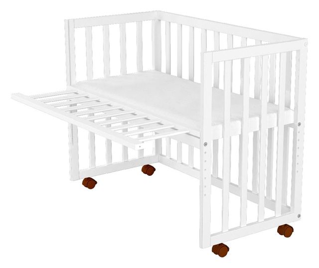 Κρεβάτι παιδικό από ξύλο co-sleeper Hubners Matei 94x46 cm λευκό