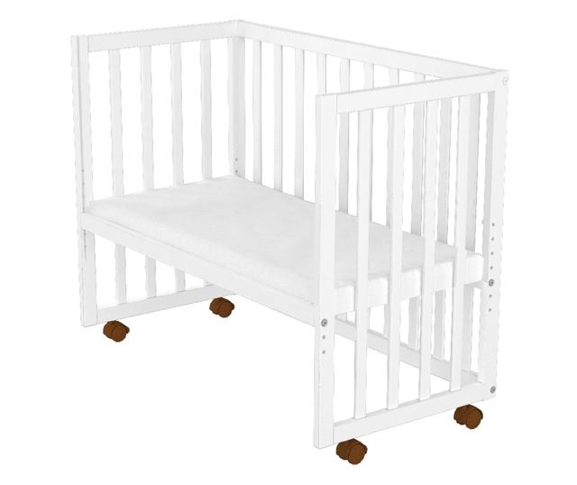 Κρεβάτι παιδικό από ξύλο co-sleeper Hubners Matei 94x46 cm λευκό