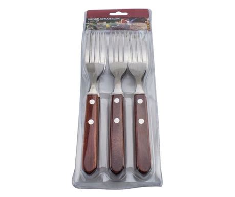 Комплект вилици, дървена дръжка, 6 бр