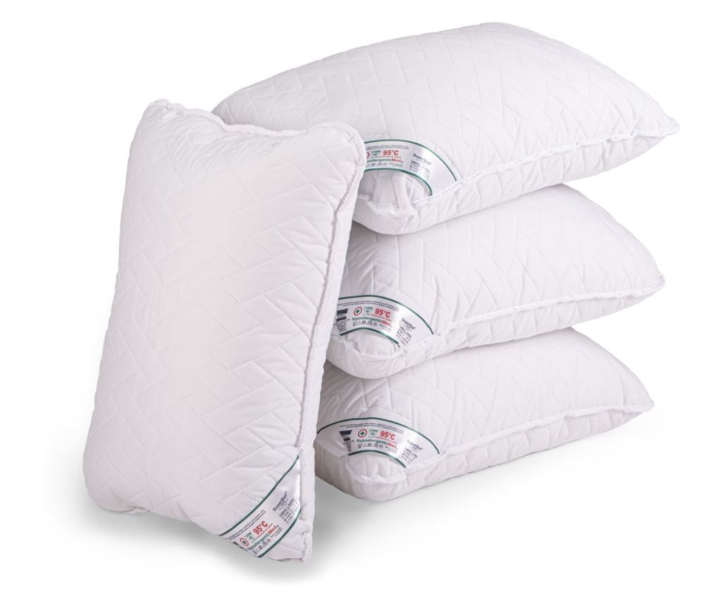 КОМПЛЕКТ 4 Somnart Хипоалергенни Лекарствени възглавници 50х70см, ХипоалергенниМед, ватирани, миещи се на 95 градуса, средна до - 5