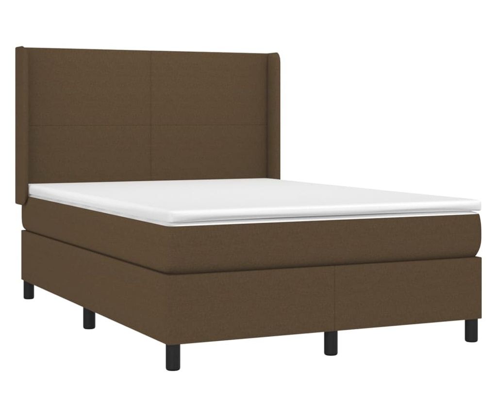 Боксспринг легло с матрак, тъмнокафяво, 140x200 см, текстил - 3