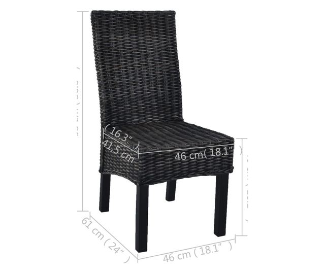 Kuhinjske stolice, 2 kom., crna, Kubu ratan i mango drvo