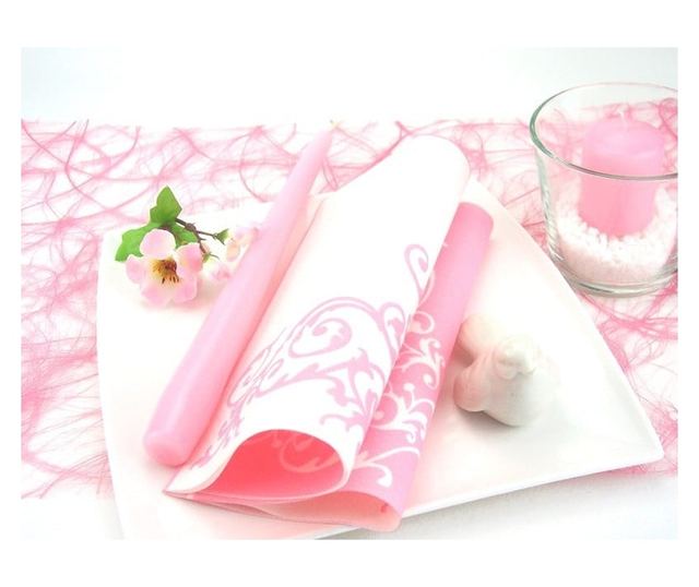 Mank HORECA салфетки, Linclass® Airlaid, Pomp Pink White, 40 x 40 cm, идеални за сватби, партита, кръщенета, комплект от 50 бр.
