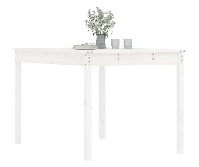 Stolik ogrodowy, biały, 121x82,5x76 cm, drewno sosnowe