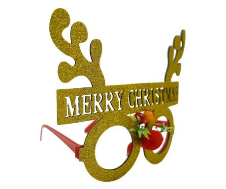 Ochelari petrecere de Craciun, rotunzi, Galben, din Plastic si Poliester, Flippy