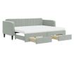 Daybed με επέκταση και συρτάρια, ανοιχτό γκρι 80x200 εκ. βελούδο thumbnail 2