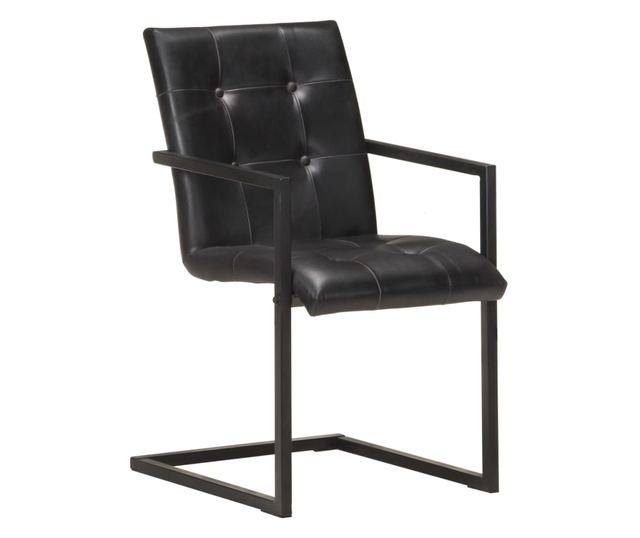 Kuhinjski konzolni stoli, 4 kosi, črni, naravna koža