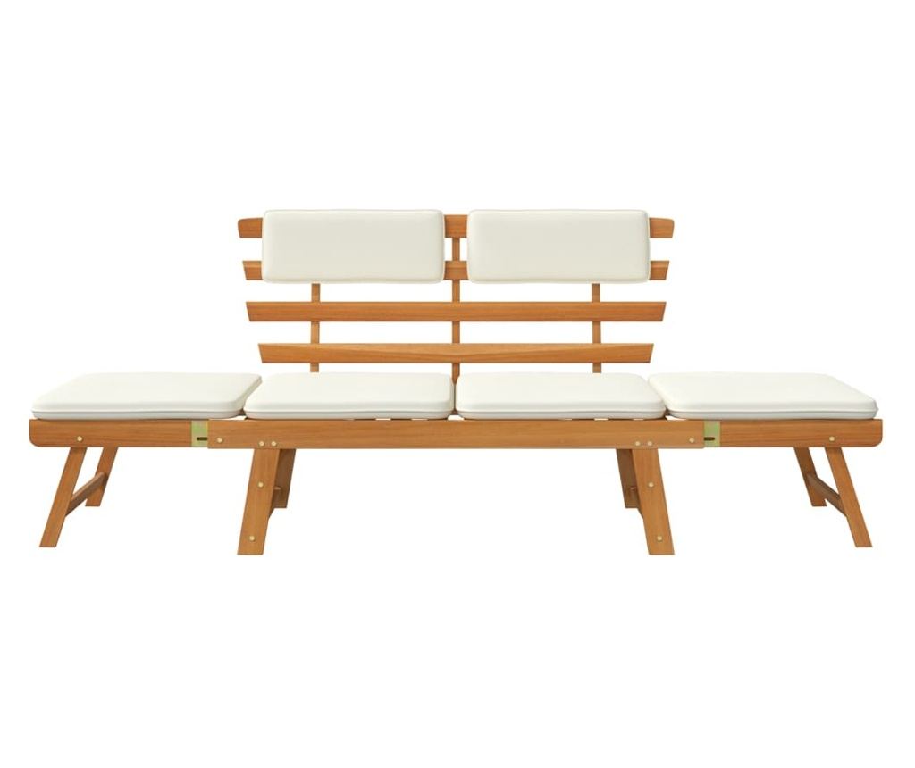 Vrtna klupa 2 u 1 s jastucima, 190 cm, masivna bagremova drva - 3