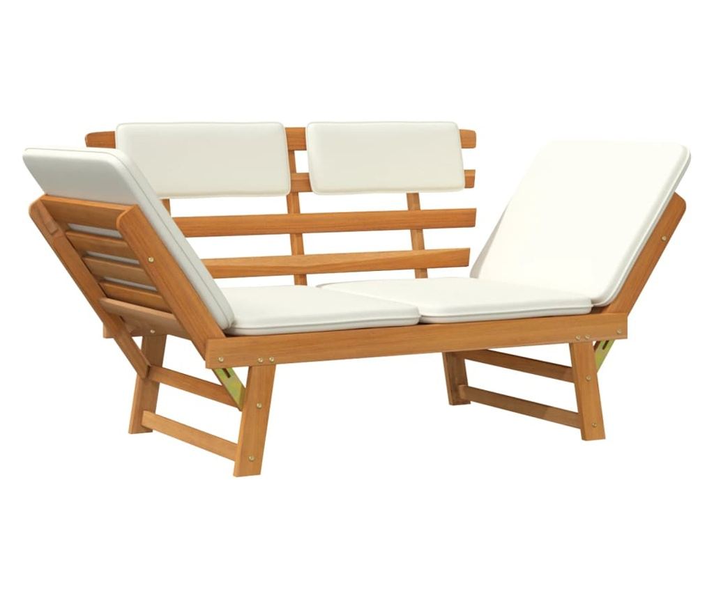 Vrtna klupa 2 u 1 s jastucima, 190 cm, masivna bagremova drva - 8