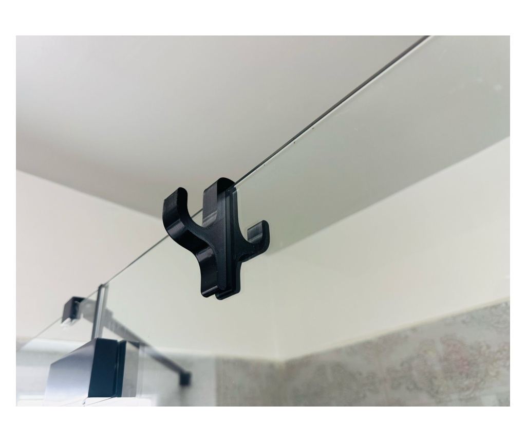 Carlig pentru Cabine de Dus – Suport Umeras, Accesorii Baie, Model Mirror, Printat 3D din PLA, Negru, 2 Agatatori - 5